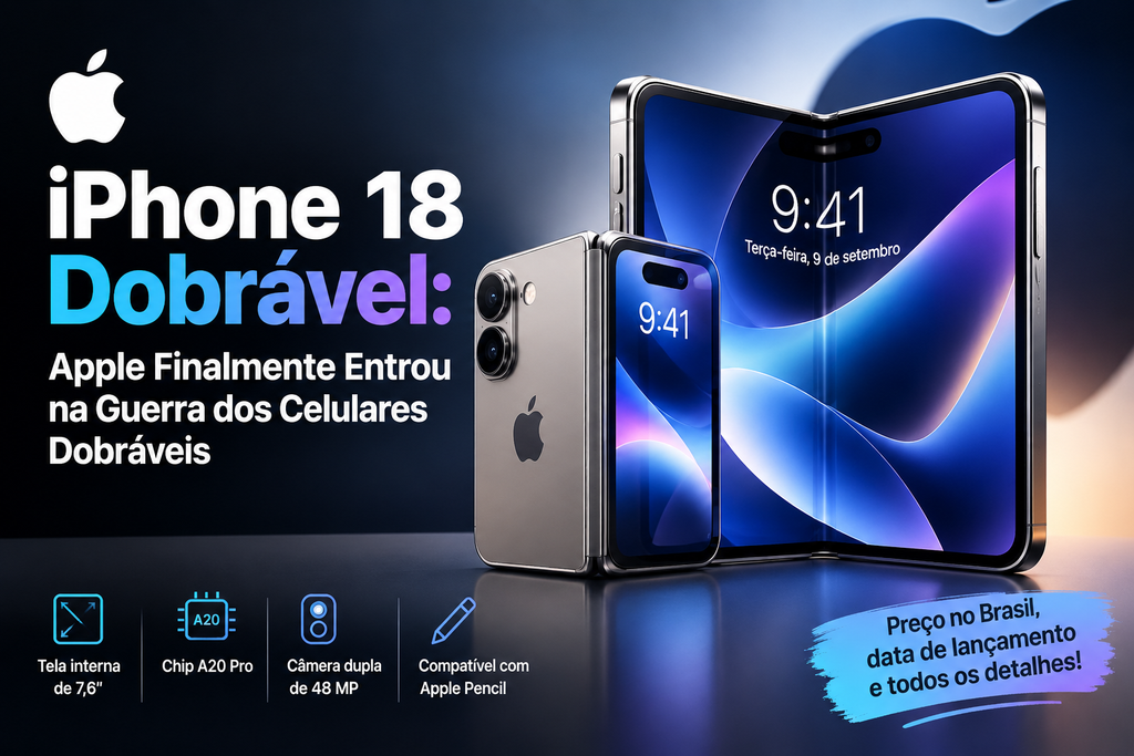 iPhone 18 Dobrável: Apple Finalmente Entrou na Guerra dos Celulares Dobráveis iPhone 18 Dobrável: Apple Finalmente Entrou na Guerra dos Celulares Dobráveis