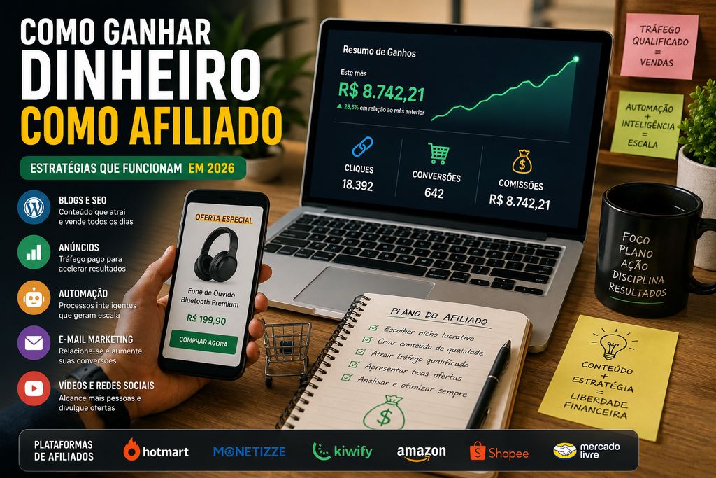 Como ganhar dinheiro como afiliado no Brasil: estratégias que funcionam em 2026
